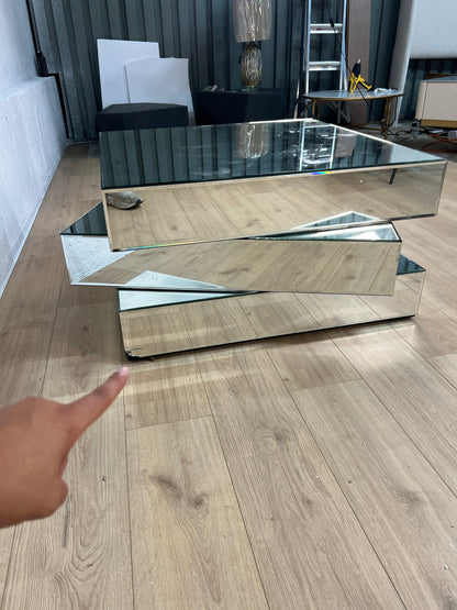 Meridian Furniture Haven Stacked Design Mirrored Coffee Table